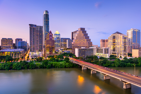 austin, texas, usa downtown skyline on the colorado river.