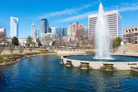 view on uptown charlotte, nc from marshall park