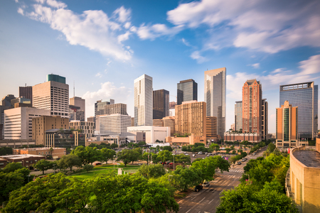 houston, texas, usa downtown city park and skyline.