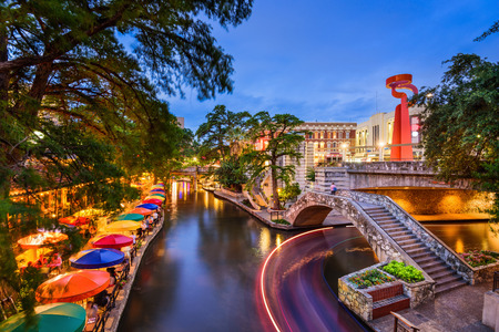 san antonio, texas, usa cityscape at the riverwalk.